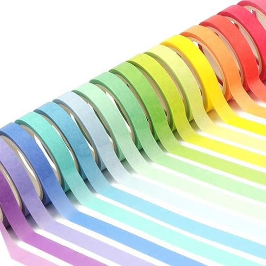 VIVIQUEN Washi Tape Set 40 Rolls Masking Tape Pack Colorful Decorative Thin Tapes Fit DIY Scrapbooking Crafts Gift Wrapping Tapes(5MM and 3MM Wide)