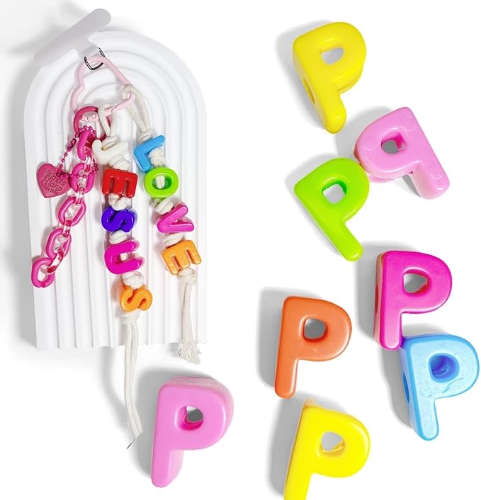 Maerolre 20Pcs Large Letter Beads, 20mm Big Acrylic Bubble Alphabet Beads, Colorful Plastic Beads for DIY Keychains, Jewelry Making, Phone Crafts Projects - P
