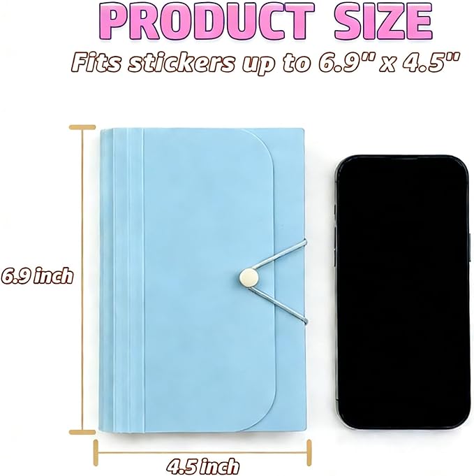 Sticker Storage Organizer with 7 Expandable Pockets, Multi-Layer Desktop Sticker Binder for Scrapbook Essentials and Journal Organizer, Large Capacity for Thick Sticker Album, Washi Tape(Blue)