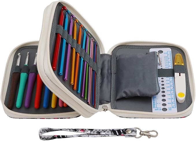 HMZSP Crochet Knitting Needle Set, Handmade DIY Knitting, Ergonomic Yarn Needles and Sewing Accessories, Suitable for Beginners and Experienced Crochet Enthusiasts (Grey)