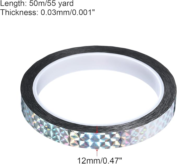 PATIKIL Prism Tape 0.5 Inch x 55 Yards, Holographic Metalized Reflective Adhesive for Detailing Accent Wall Decor Art, Silver