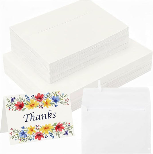 30 Set Watercolor Cards with Envelopes, 140lb/300GSM Cotton Heavyweight Watercolor Paper Cards, 4x6 Inch Foldable Blank Watercolor Postcards and Envelopes DIY Greeting Cards for Wedding Birthday