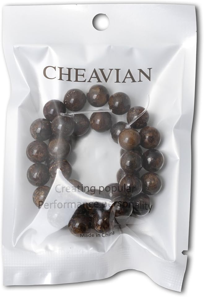 cheavian 35pcs 10mm natural bronzite gemstone round loose beads for jewelry making diy handmade 1 strand 15"
