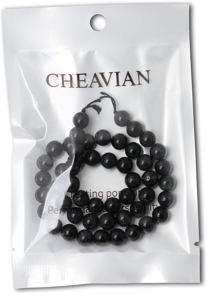 cheavian 45pcs 8mm natural blue tiger eye gemstone round loose beads for jewelry making diy findings 1 strand 15"