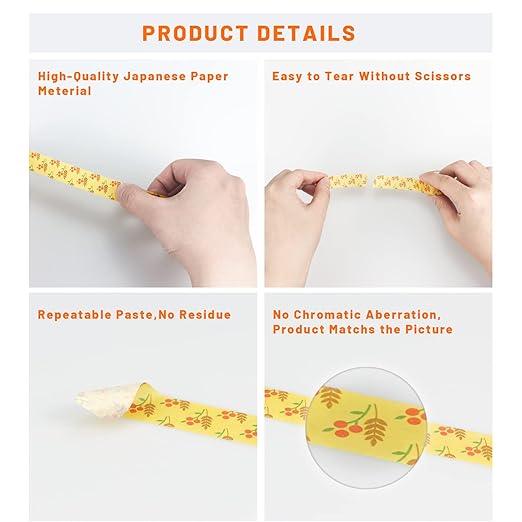 12 Rolls Fall Washi Tape Set for Bullet Journaling, DIY Crafts, Scrapbooking, Gift Wrapping Colorful Autumn Decoration Tape Grid Sunflower Maple Leaves Washi Tape