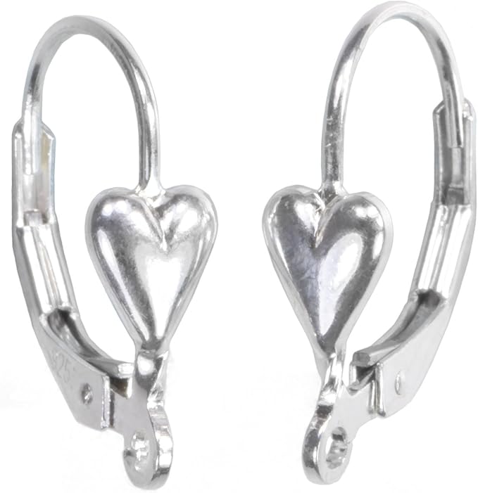 ugems sterling 6 silver heart leverback findings components usa made 925 open loop design handcraft supply classic style jewelry making parts bright finish 3 pairs spring closure sku j-4172