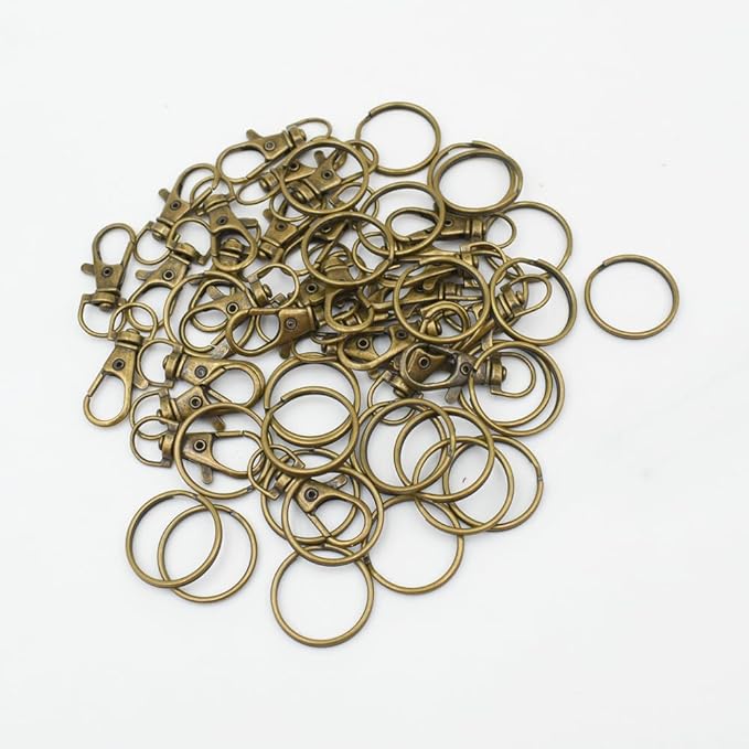 60 Pcs Premium Bronze Swivel Clasps Lanyard Snap Hooks with Key Rings, Key Chain Clip Hooks Lobster Claw Clasps for Keychain Clip Lanyard, Jewelry Making, DIY Crafts