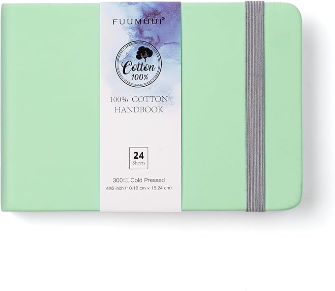 Watercolor Journal, Fuumuui 4"x6" Watercolor Sketchbook with 24 Sheets 140 LB (300 GSM) Cotton Paper for Painting, Drawing, Art Journaling, Sketchbook As Travel Notebook