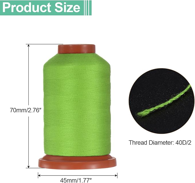 uxcell 40D/2 Sewing Thread 1100 Yards Polyester Household Sewing String Hand Stitching Polyester Cord for Clothing Stitching Shoe Bag Repairing DIY Craft Light Green