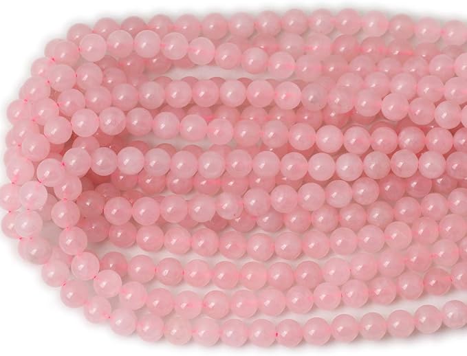 cheavian 45pcs 8mm natural rose quartz gemstone round loose bead pink crystal for jewelry making 1 strand 15"