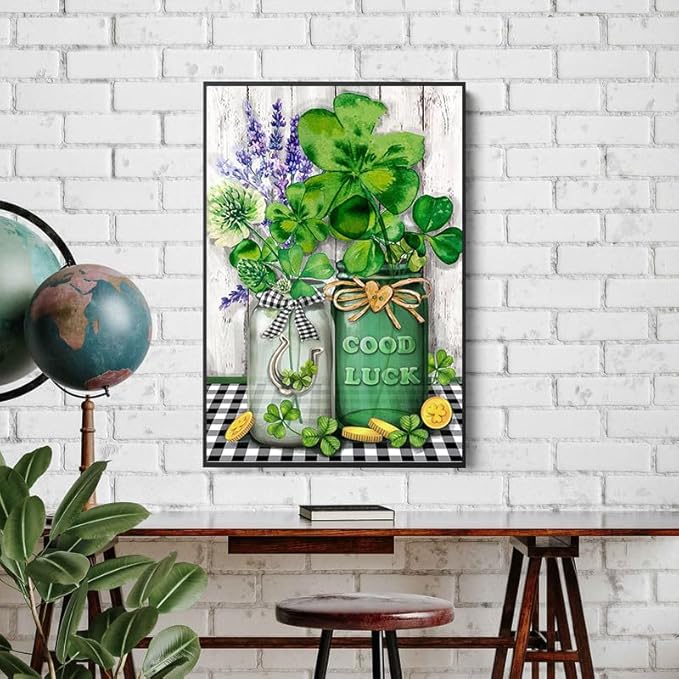 eterkosu st.patrick's day counted cross stitch kits for adults, flowers stamped cross stitch kits for beginners, needlepoint cross-stitch patterns embroidery kits arts and crafts for home decor