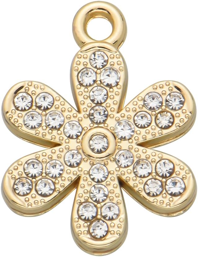 Pack of 20 Rhinestone Charms Gold Plated Pendants Pave Crystal Accessories for Necklace Bracelet Jewelry Making DIY Crafting