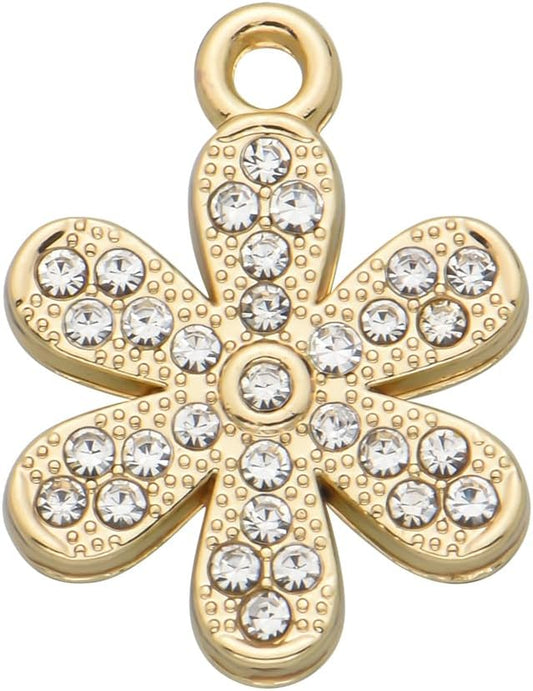 Pack of 20 Rhinestone Charms Gold Plated Pendants Pave Crystal Accessories for Necklace Bracelet Jewelry Making DIY Crafting