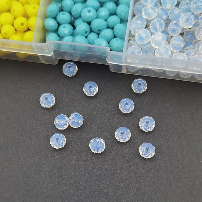 INSPIRELLE 1200pcs 6mm Multicolor Opaque Rondelle Glass Beads for Jewelry Making Faceted Briolette Shape Crytal Spacer Beads Assortments Supplies for Bracelet Necklace with Storage Box