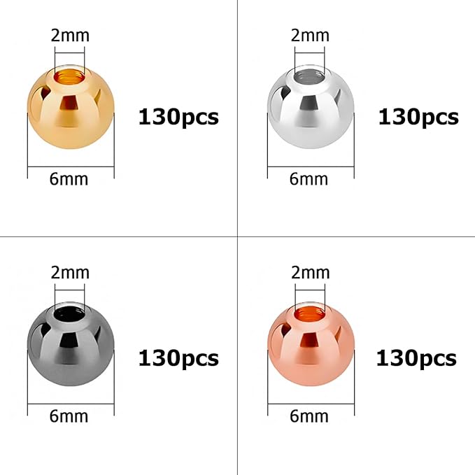 ZSFLZS 520pcs 6mm Round Spacer Beads for Bracelets Making, Heishi Polymer Flat Disc Spacer Bead for Jewelry Making, Ball Spacer Beads for Bracelets Clay Beads for Jewelry Making