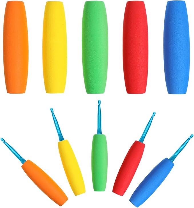5PCS Crochet Hook Grips, Ergonomic Crochet Hook Grip for Crocheting and Knitting, Soft Removable Crochet-Hooks Handle for 2mm to 10mm Hooks