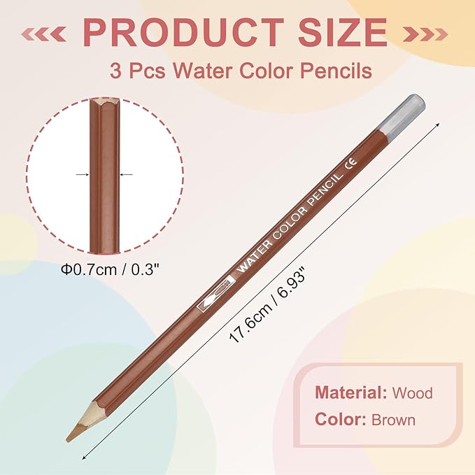PATIKIL Watercolor Pencils,Brown Color Pencil Set Sketch Coloring Drawing Colored Pencils Bulk Artist Drawing Supplies for Adult Coloring Book Blending, 3 Pcs