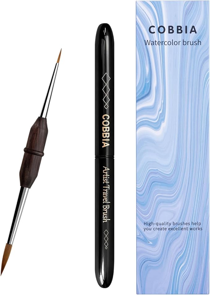 Fine Tip Round Kolinsky Sable Brushes for Watercolor, Acrylic, Gouache, Oil Painting & Crafts - Professional Travel Art Supplies Set