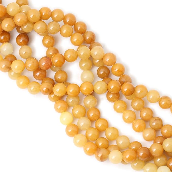 cheavian 35pcs 10mm natural yellow jade multi-color gemstone round loose beads for jewelry making diy handmade materials 1 strand 15"