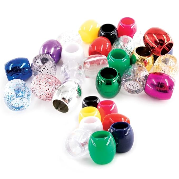 126 Pcs Beads Jewelry Making Kit DIY Hair Braiding Bracelet Ornaments Crafts Jumbo Round Pony (Rainbow)