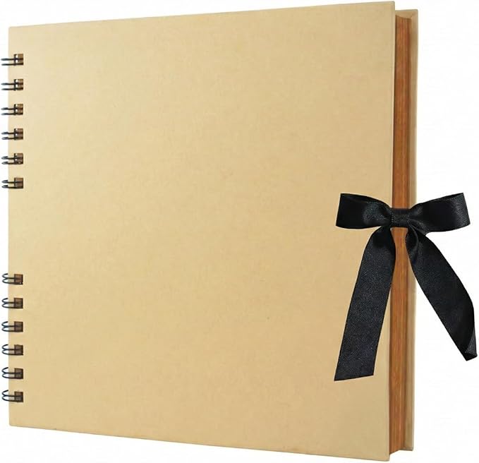 Scrapbook Album, 8 x 8 Inch Scrap book, 60 Brown Blank Pages Scrapbooks, Hardcover Photo Album Scrapbook, Kraft Paper Memory Book, Traveling, Birthday & Holiday Gifts.