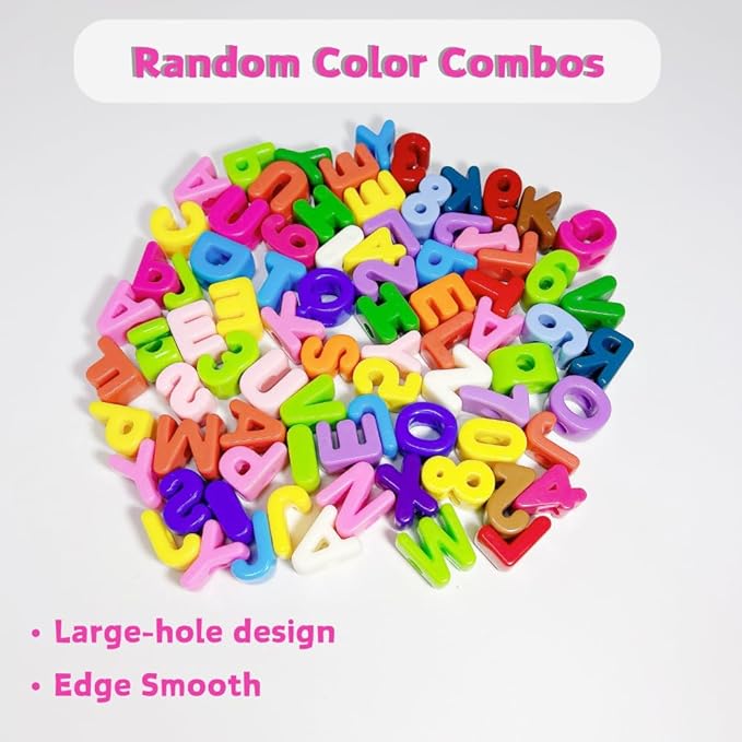 Maerolre 20Pcs Large Letter Beads, 20mm Big Acrylic Bubble Alphabet Beads, Colorful Plastic Beads for DIY Keychains, Jewelry Making, Phone Crafts Projects - U