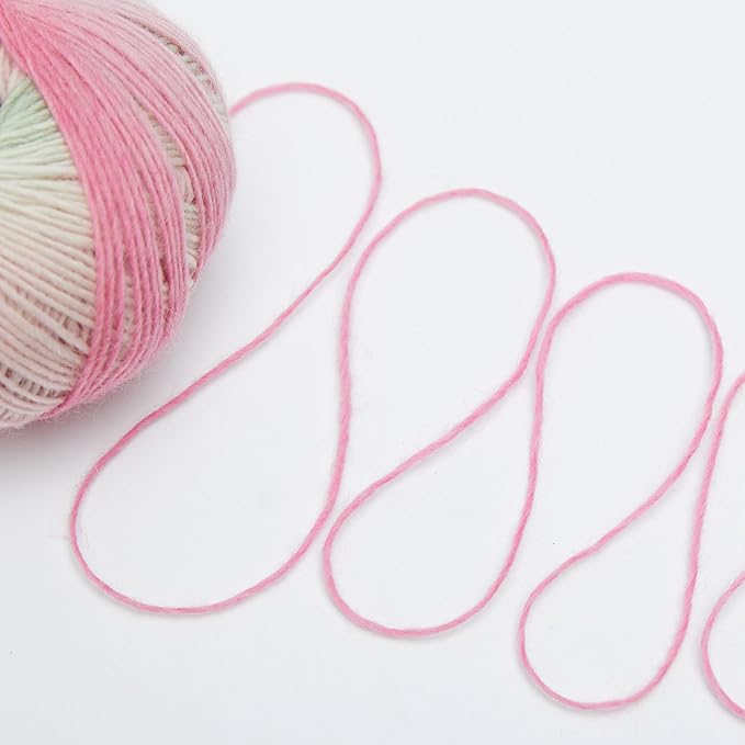 NICEEC 2 Skeins Rainbow Soft Yarn 100% Wool Gradient Multi Color Yarn for Crocheting Knit Total Length 180m×2(196yds×2,50g×2)-6#