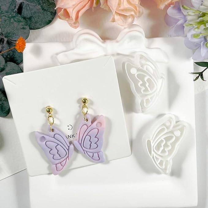 Xaekicr Butterfly Wings Polymer Clay Cutters – Clay Cutters for Earrings Making, Polymer Clay Molds for Jewelry DIY, Clay Tools for Handmade Crafts