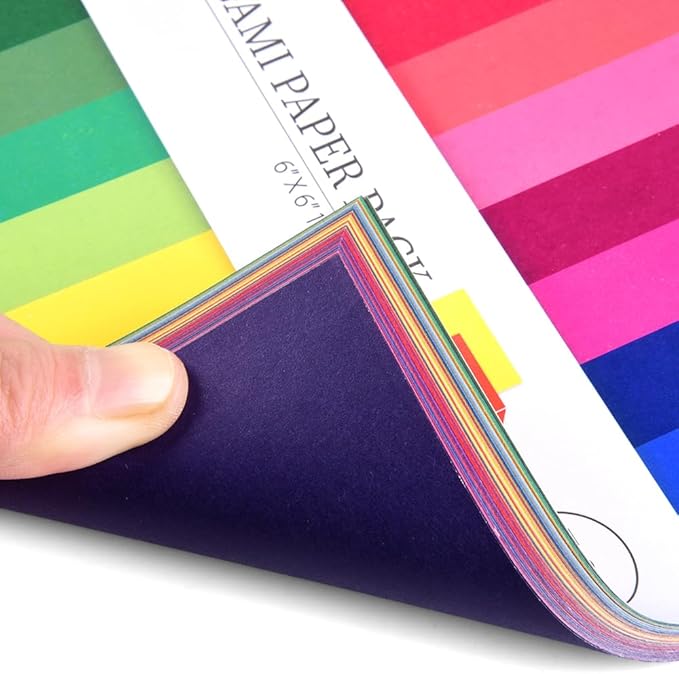 Origami Paper Kit 100 Sheets 70GSM 6 Inch Square Double Sided Color 50 Vivid Solid Colors for Hand Crafts Origami Paper Arts Creativity. Solid Color