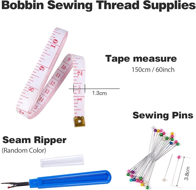 Black& White Bobbin Thread Set with Case - Prewound Class15 Bobbin for Singer/Brother/Janome/Embroidery Machines