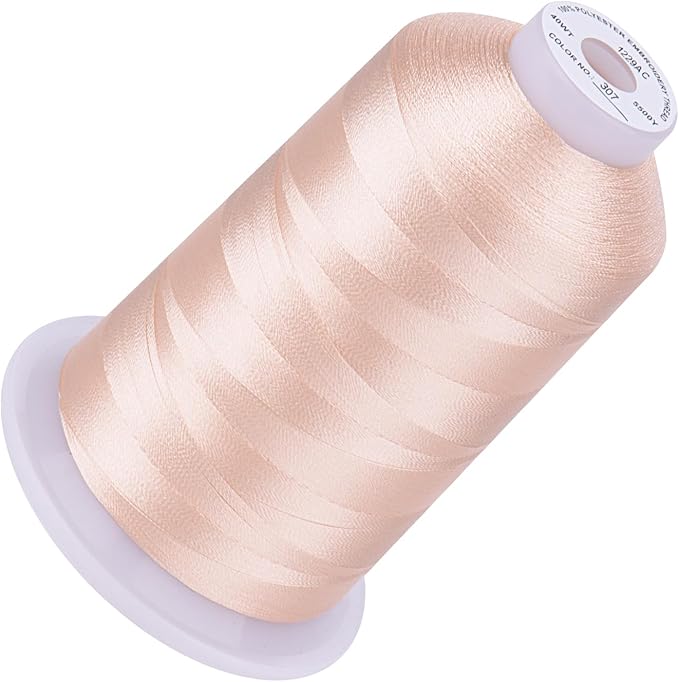 Simthread 5500Yds Embroidery Thread, 5000M High-Yardage 40WT 100% Polyester Thread – 170+ Vivid Colors, High-Speed Rated – Compatible with Brother, Singer, Janome & More - Linen 307