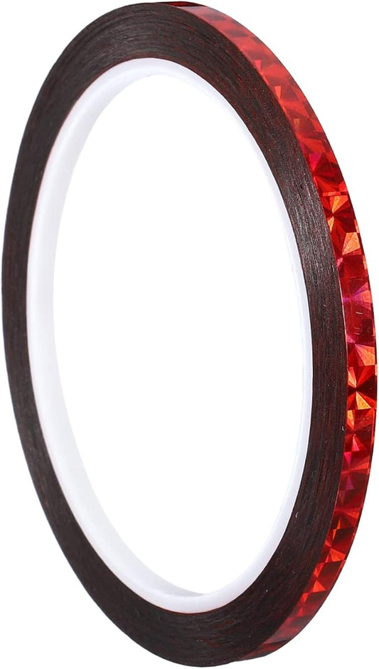 PATIKIL Prism Tape 0.2 Inch x 55 Yards, Holographic Metalized Reflective Adhesive for Detailing Accent Wall Decor Art, Red