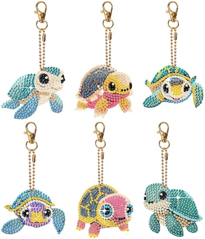 Diamond Painting Keychains Kits, Double Sided Diamond Art Keyrings for Adults, DIY Art Key Rings Ornaments Kits