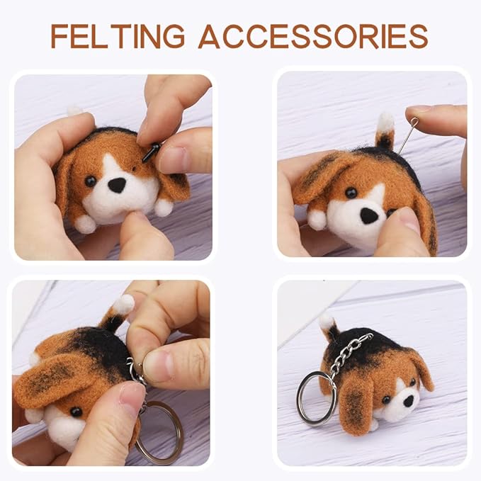 QMNNMA Needle Felting Starter Kit, Animals Needle Felting Set, DIY Wool Felt Materials Set with Felting Tool and Instruction for Craft Project and DIY Handmade