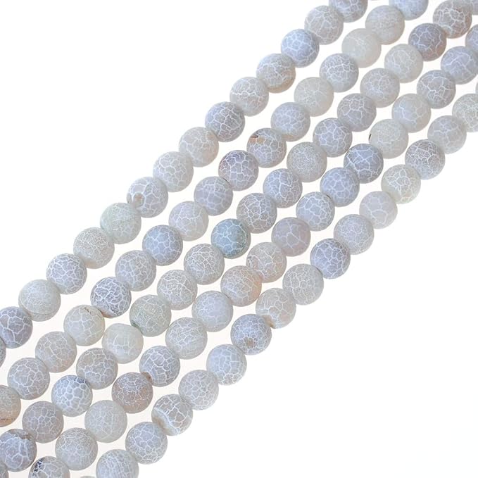 6mm Natural Grey Frosted Agate Gemstone Round Loose Beads Crystal Stone Bracelet Necklace Accessories Crafts for Jewelry Making DIY,1 Strand 15"