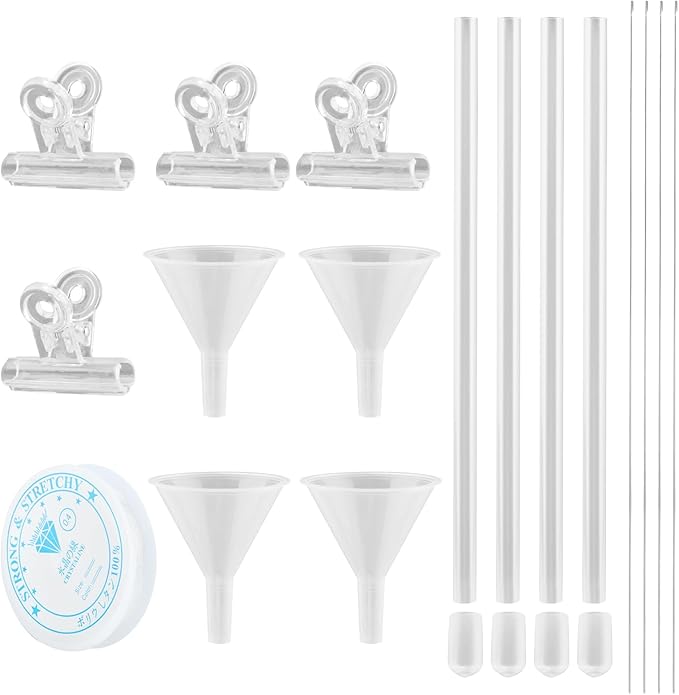CALIDAKA Clay Beads Bracelet Making Kit, 4 Pcs Beading Funnel with Beading Needles, Coil and Clip, Beading Tools for Bracelets, Necklaces Making, Jewelry Making Kit(Color:Clear)