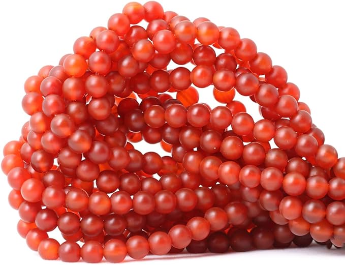 60PCS 6mm Natural Frosted red Agate Round Loose Beads for Jewelry Making DIY Findings 1 Strand 15"
