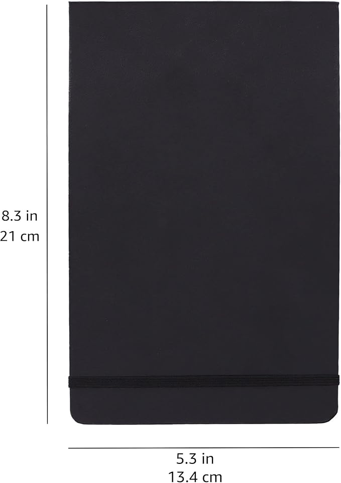 Amazon Basics Art Sketch Book for Drawing and Painting, Thick Paper, 5.25" x 8.25", 72 Sheets, Black