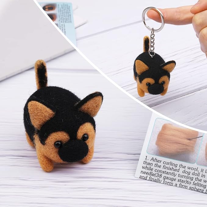 QMNNMA Needle Felting Kit, Animals Needle Felting Set, DIY Wool Felt Materials Set with Felting Tool and Instruction for Needle Felting Craft Project and DIY Handmade