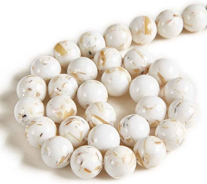 100pcs 6mm white shell turquoise beads natural gemstone beads round loose beads for jewelry making