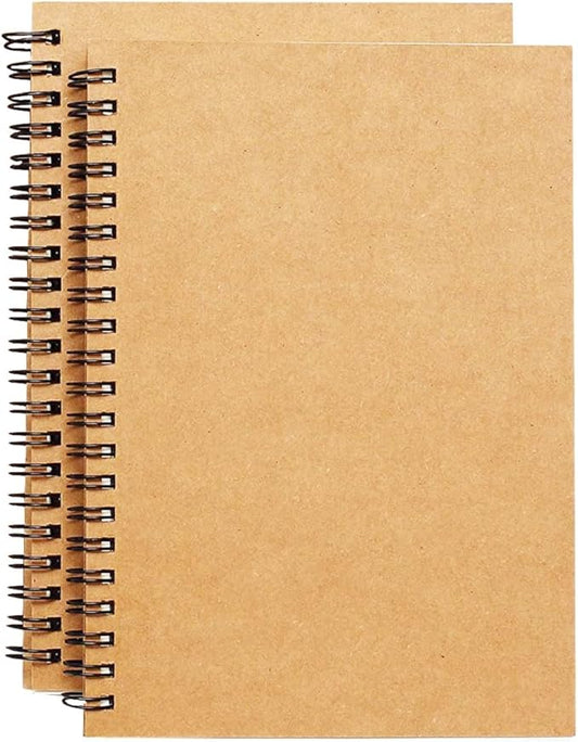 BGJRBY 8.6 inch x11.4 Inch Spiral Sketch Book Large Notebook（Built-in drawing board） Kraft Cover Blank Sketch Pad Wirebound Sketching for Drawing Painting (2 Pack) 200 Pages, 100 Sheets