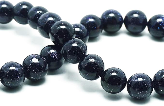 Stone Beads for Jewelry Making - 8mm Gemstone Round Beads for Bracelets(44-47pcs, Blue Sand)