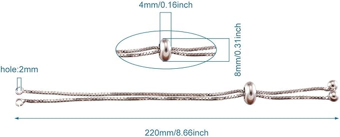 FASHEWELRY 20 Strands Adjustable Brass Bracelet Slider Extender Chains with Rhinestone Ends 8-5/8"(22cm) Real Rose Platinum Plated for DIY Jewelry Making