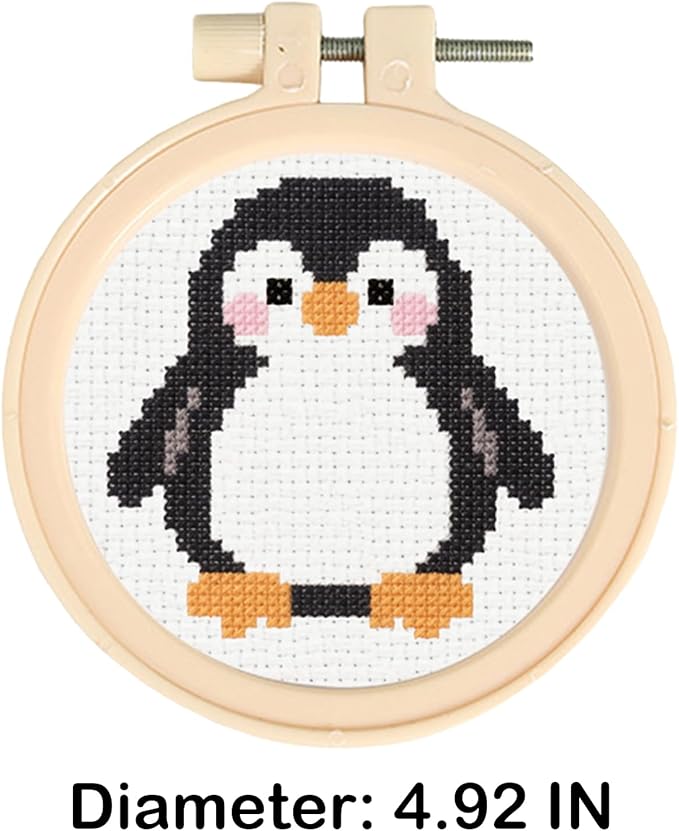 57lilina Cross Stitch Kits for Kids - 6 Set Easy Beginners Embroidery Kit for Kids, DIY Cute Pre Printed Stamped Crossstitch Needlepoint Patterns Craft for Backpack Charms, Keychains & Girls Gifts