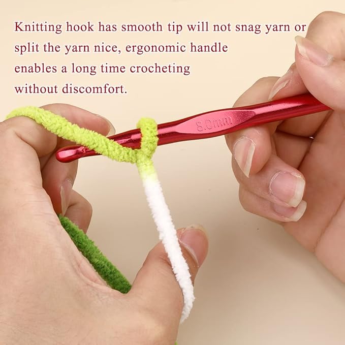 8mm Aluminum Crochet Hook, Smooth Crochet Needles, Knitting Needles for Yarn Craft, Great Handmade DIY Present for Friends, Random Color