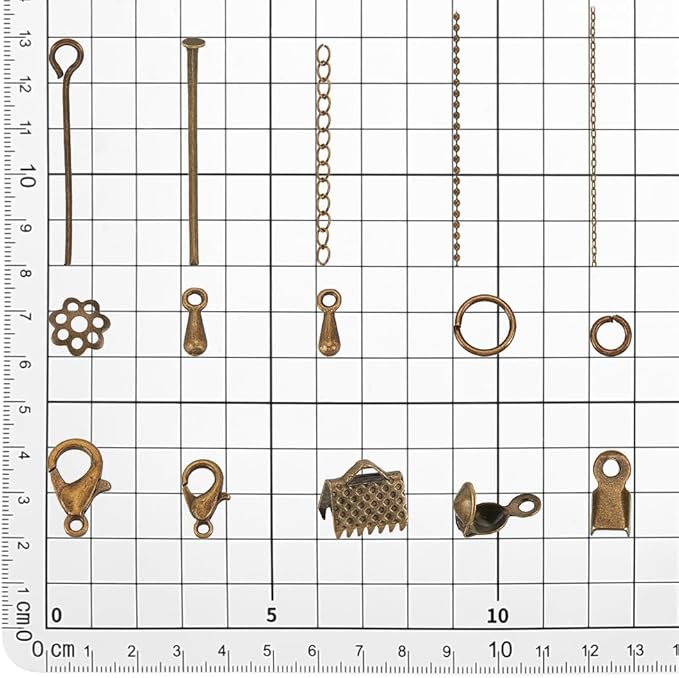 PH PandaHall About 870 Pcs Jewelry Finding Kits with Lobster Claw Clasps, Jump Ring, Ribbon Clamp End, Earring Hook, Flower Bead Cap, Cord End, Eye Pin, Head Pin, Extender Chain, Tip Knot, Drop End