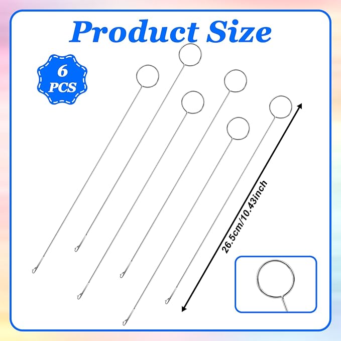Giantree 6-Piece Circular Sewing Tool, Beaded Needle Hook, Silicone Beaded Loop Tubular Circular Sewing Supplies, Tongue-Shaped Crochet Tool with Locking Hook for DIY Fabric Tubular Strips.