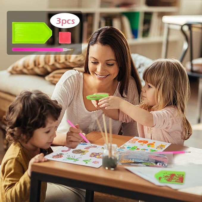 Labeol Diamond Art Kits for Kids Boys and Girls Ages 6-8-10-12 Easy to DIY Creative Diamond Art Sticker Craft by Numbers Kits for Kids and Adult Beginners (Various Animals)