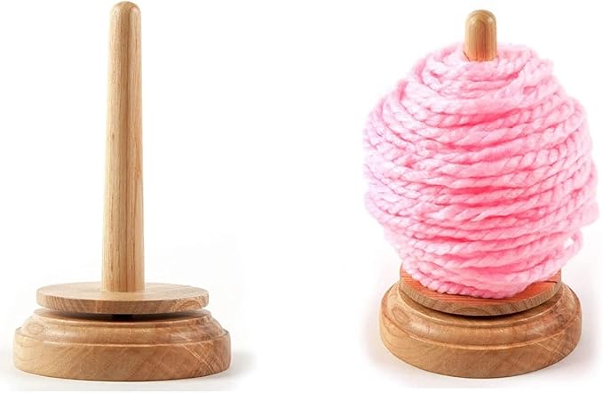 AnNafi® Wood Yarn Holder for Crocheting & Knitting Twirling Mechanism | Classic Wooden Spinner & Thread Holder | Knitting Embroidery Tools | Craft & Sewing Supplies | Yarn Organising Tool for Granny