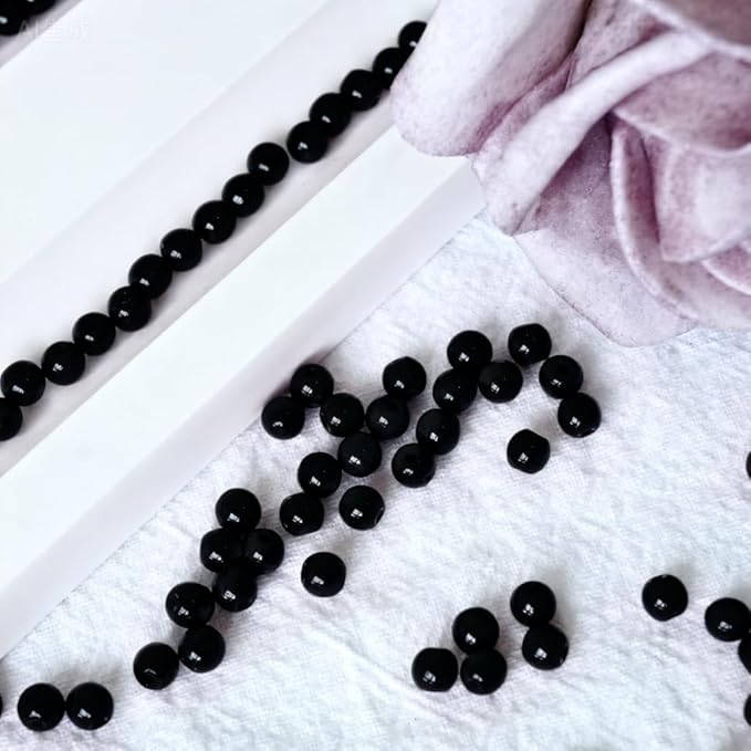 Jabrand 500pcs Black Beads, 4mm Porcelain Beads for Jewelry Making Round Ceramic Bead Unique Vintage Bead for Craft Beading Kit Bracelets DIY Decor
